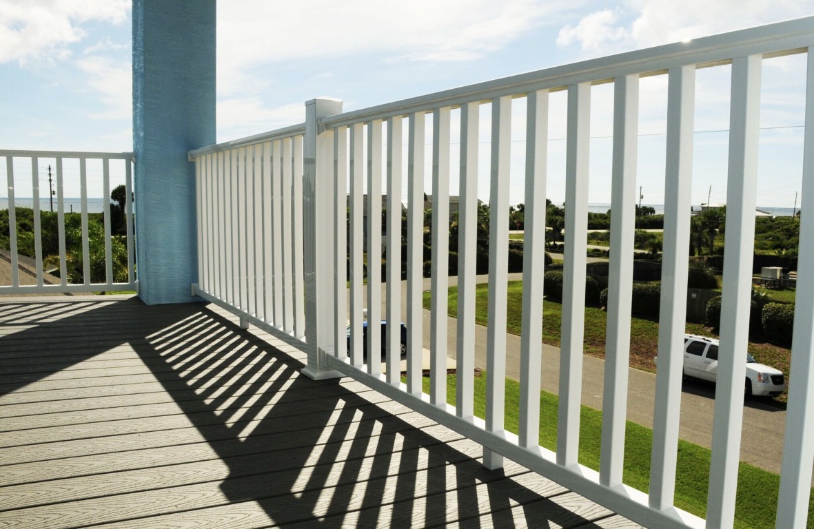 White deck railings and safety upgrades installation in Hawthorne, CA